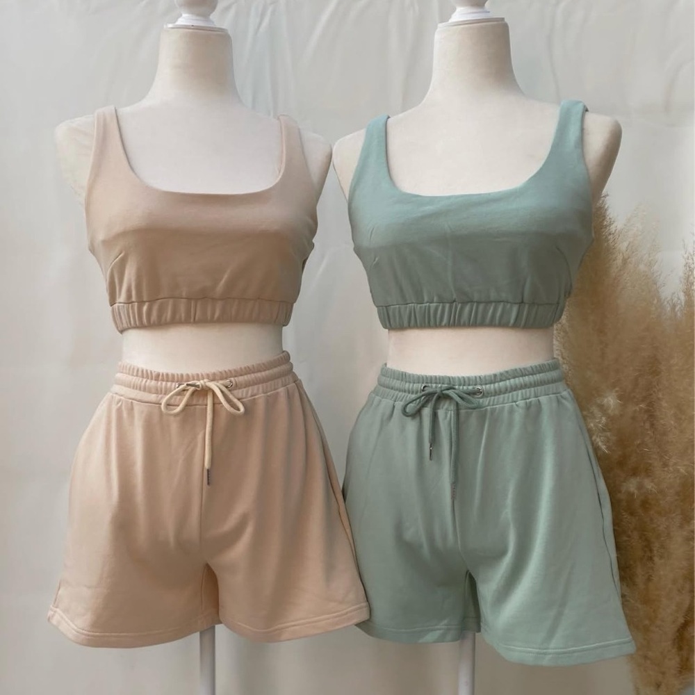 Beige Crop Top and Shorts Set - Picture 3 of 8
